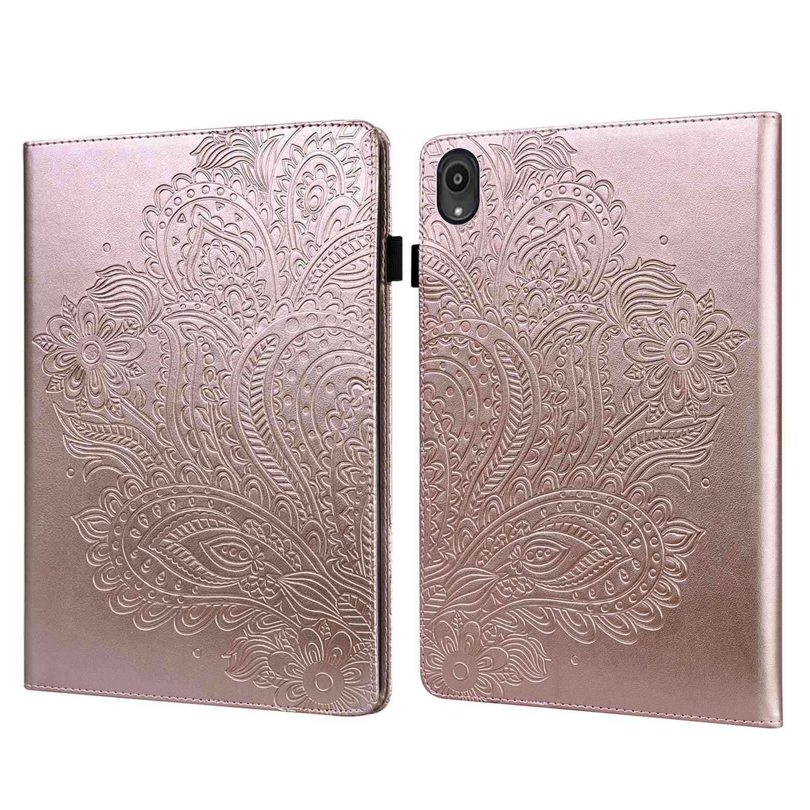 

Modèle De Fleur Imprimé Cuir Tablet Tablet Tablet Cas De Protection Pour Lenovo Tab M10 Plus - Or Rose, Lenovo Lenovo Tab M10 Plus