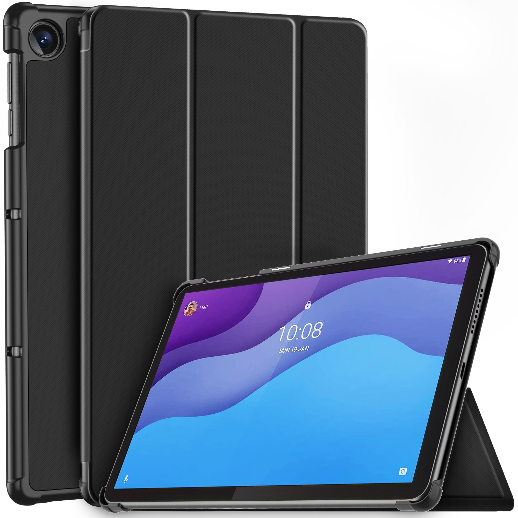 

Tri-fold Stand PU Leder Tablet Smart Protective Hülle Für Lenovo Tab M10 HD Gen 2 10,1 Zoll - Schwarz, Lenovo Tab M10 HD Gen 2