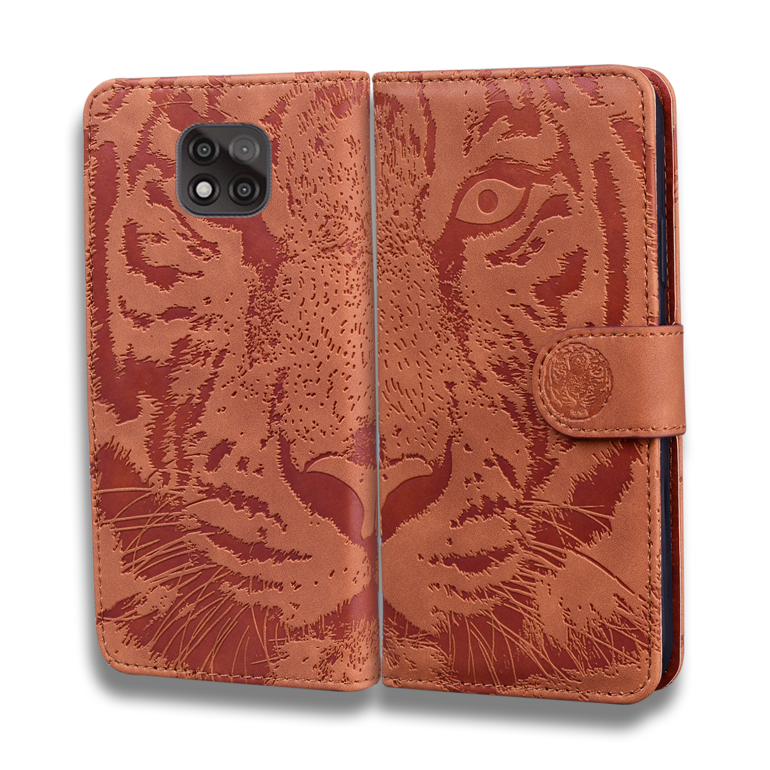 

Couverture de Boîtier de Porte-support Tigre Imprimé Pour Motorola Moto G Power (2021) - Brun, Motorola Motorola Moto E7