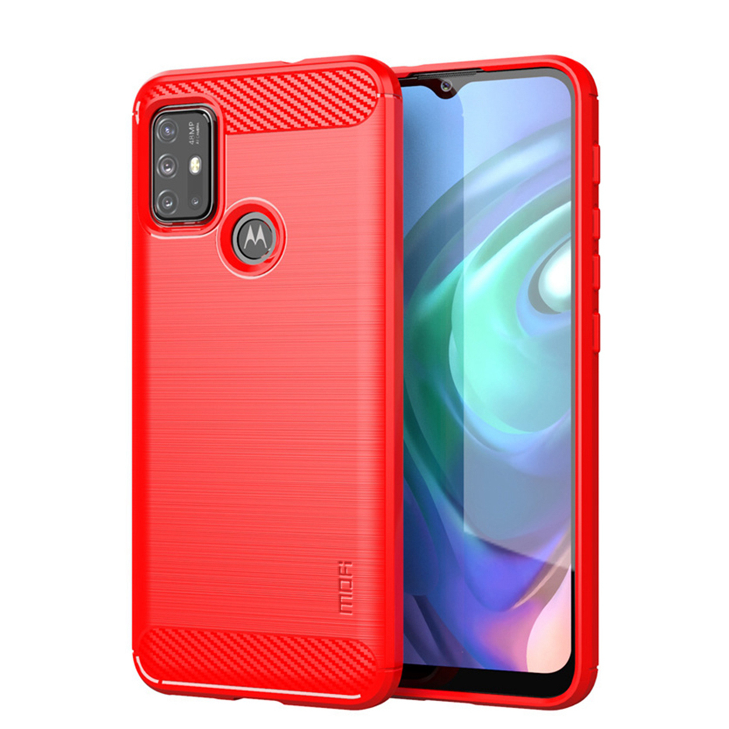 

MOFI Carbonfaser -tpu -abdeckung Für Motorola Moto G30/G20 / Moto G10 - Rot, Motorola Moto G30