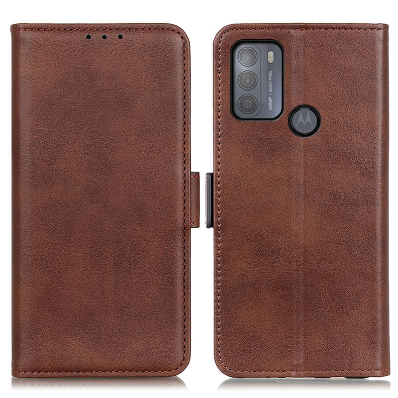 

Pour Motorola Moto G50 Magnetic Double Ferm Ferm Casping Portefeuille en Cuir - Brun, Motorola Motorola Moto G50