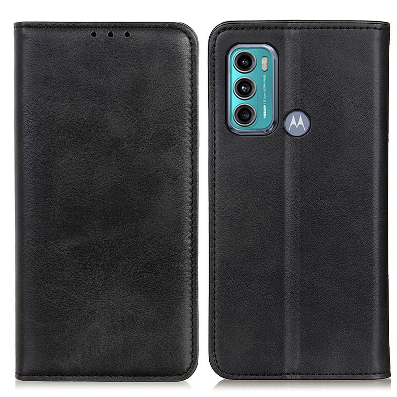 

Magnetische Automatisch Absorbierte Geteilte Leder-brieftaschenständer-telefonabdeckungskoffer Für Motorola Moto G60/G40 Fusion - Schwarz, Motorola Moto G60