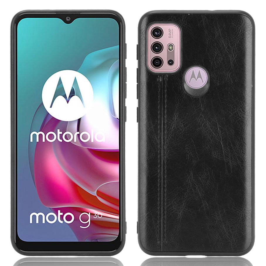 

PU Lederbeschichtete PC + TPU -mobiltelefonhülle Für Motorola Moto G30/G20 / G10 / G10 Power - Schwarz, Motorola Moto G10 Power