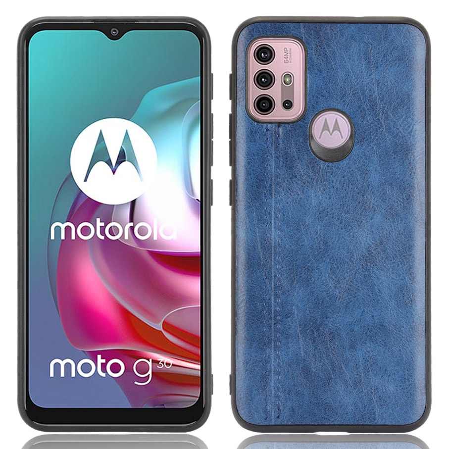 

PU Lederbeschichtete PC + TPU -mobiltelefonhülle Für Motorola Moto G30/G20 / G10 / G10 Power - Blau, Motorola Moto G10 Power