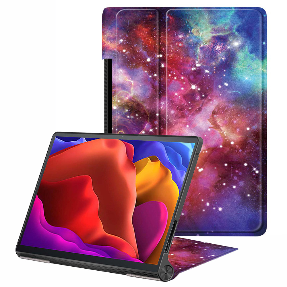 

PU Ledermuster Druck Schlanker Trifold Cover Stand Folio Hülle Für Lenovo Yoga Pad Pro 13 Zoll - Nebel, Lenovo Yoga Pad Pro