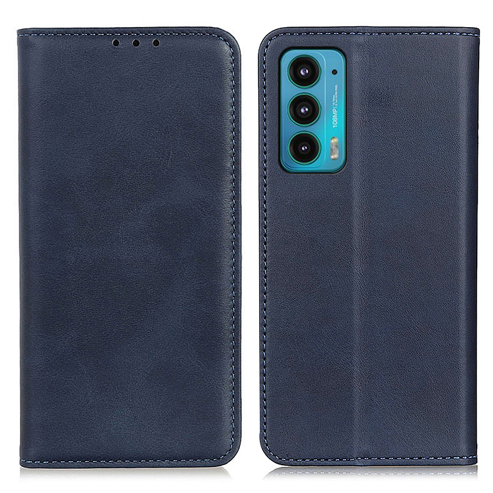 

360 ° All-inclusive-schutz Automatische Magnetabsorption Split Leder Brieftasche Telefonabdeckung Für Motorola Edge (2021) - Blau, Motorola Edge (2021)