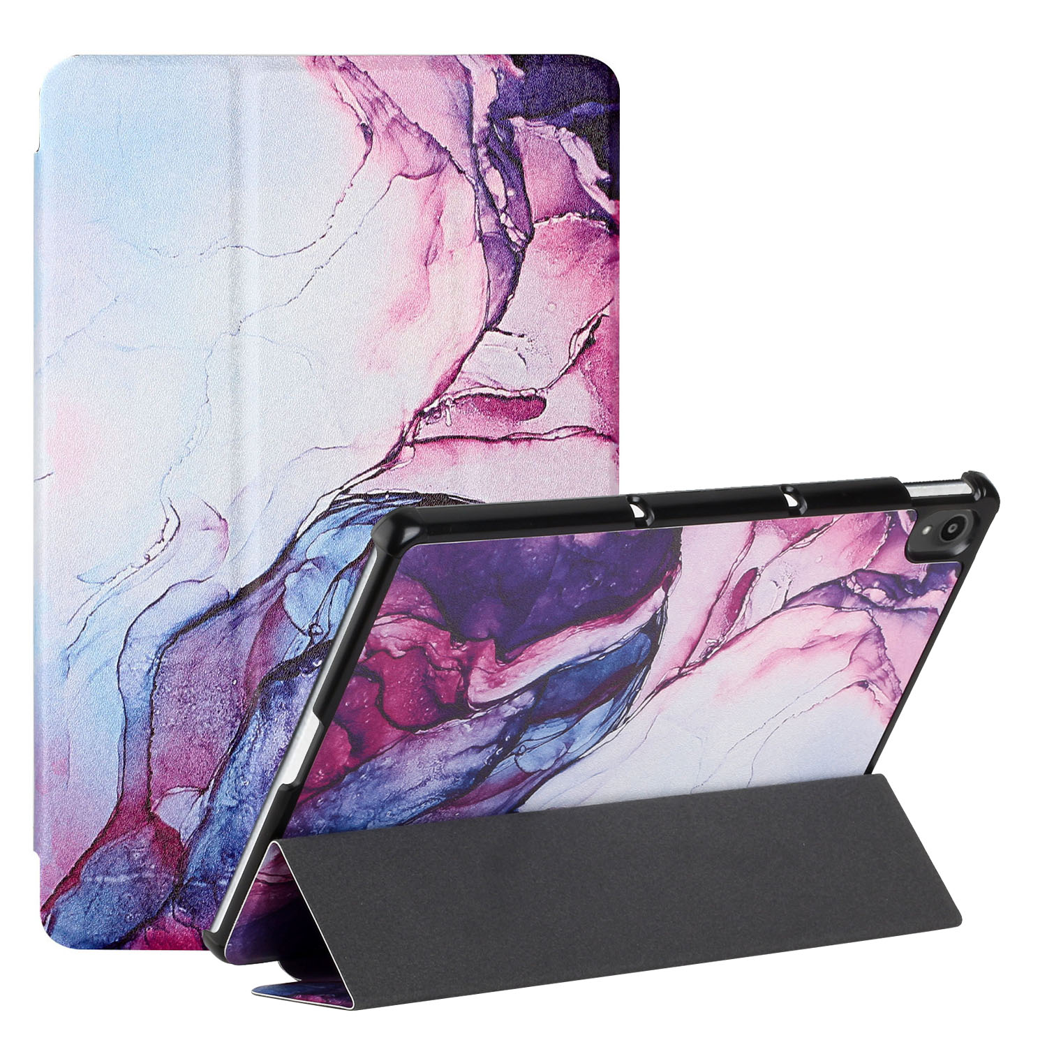 

Eine Serie Auto Wake/Sleep Muster Drucken Seiden Textur Stand Tablet Hülle Standabdeckung Für Lenovo Tab P11/Lenovo Pad - Schrittweise Lila, Lenovo Tab P11