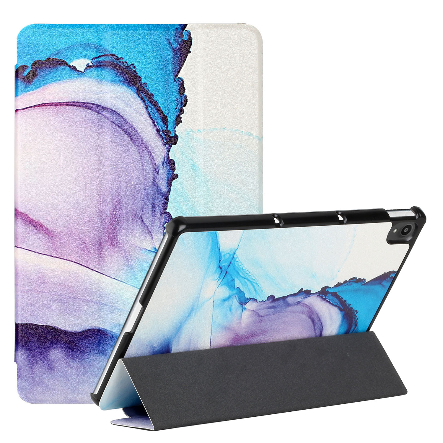 

Eine Serie Automatisch Wake/Sleep Muster Drucken Seiden Textur Stand Tablet Hülle Standabdeckung Für Lenovo Tab P11 - Weiß/blau/lila, Lenovo Tab P11