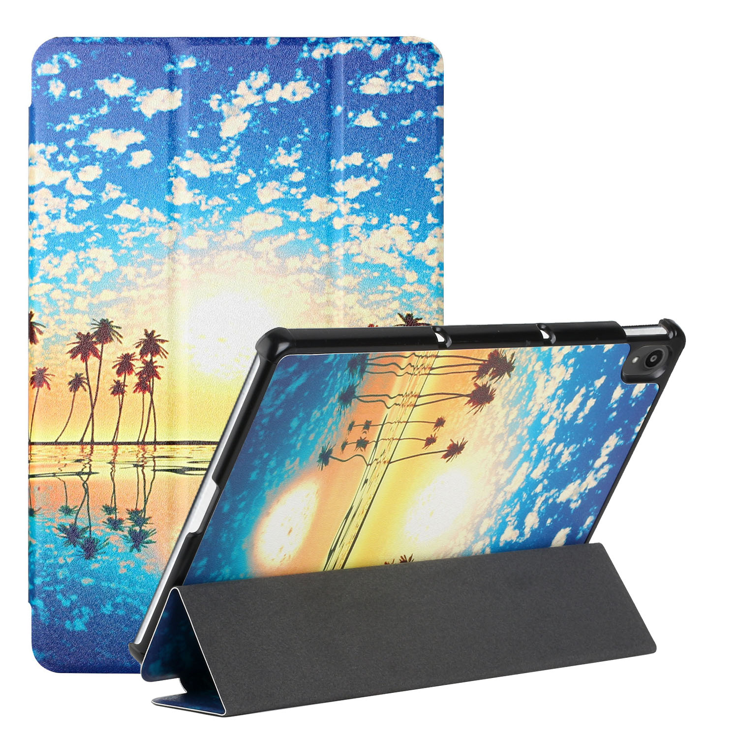 

Eine Serie Auto Wake/Sleep Muster Drucken Seiden Textur Stand Tablet Hülle Standabdeckung Für Lenovo Tab P11/Lenovo Pad - Sonnenaufgang am Meer, Lenovo Tab P11