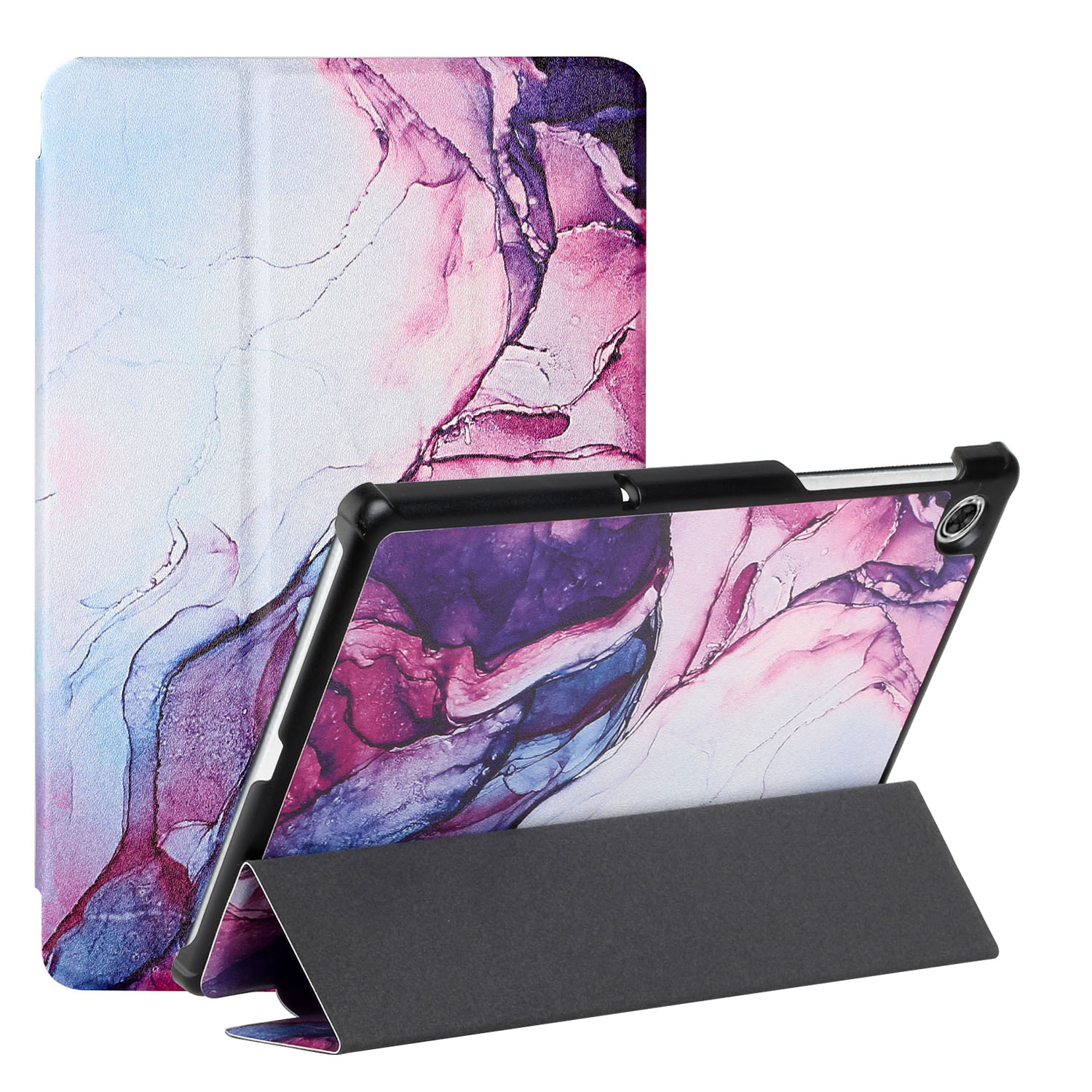 

Ein Serienmusterdruckseiden Textur Leder-hülle-ständer Cover Für Lenovo Smart Tab M10 FHD Plus/M10 Plus 10,3 Zoll - Schrittweise Lila, Lenovo Tab M10 Plus