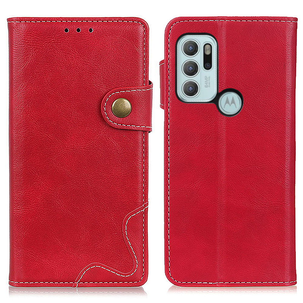 

Capeur de Boîtier en Cuir en Cuir en Cuir en Forme de S-shape Avec Support Pour Motorola Moto G60S - Rouge