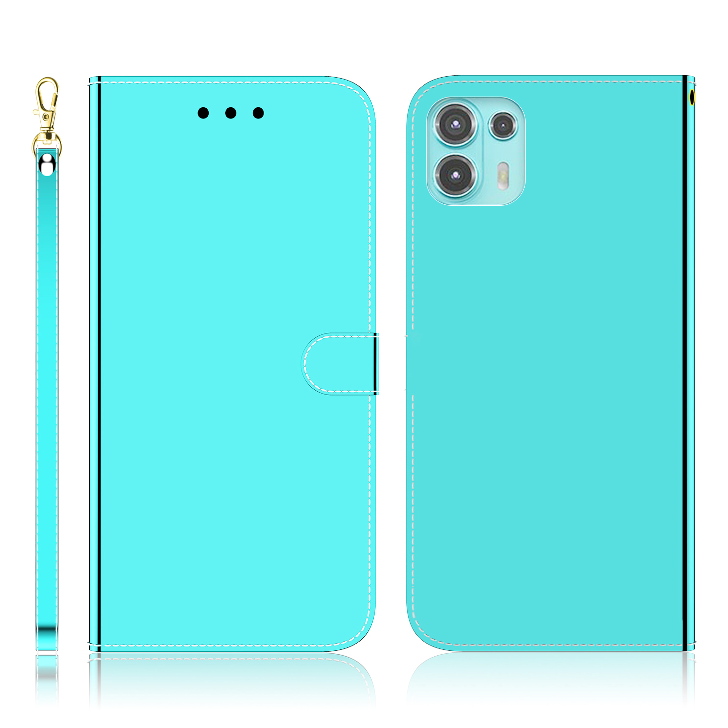 

Support De Portefeuille Anti-goutte À Surface Anti-miroir Coque En Cuir De Protection Pour Motorola Edge 20 Lite - Cyan, Motorola Motorola Moto E7