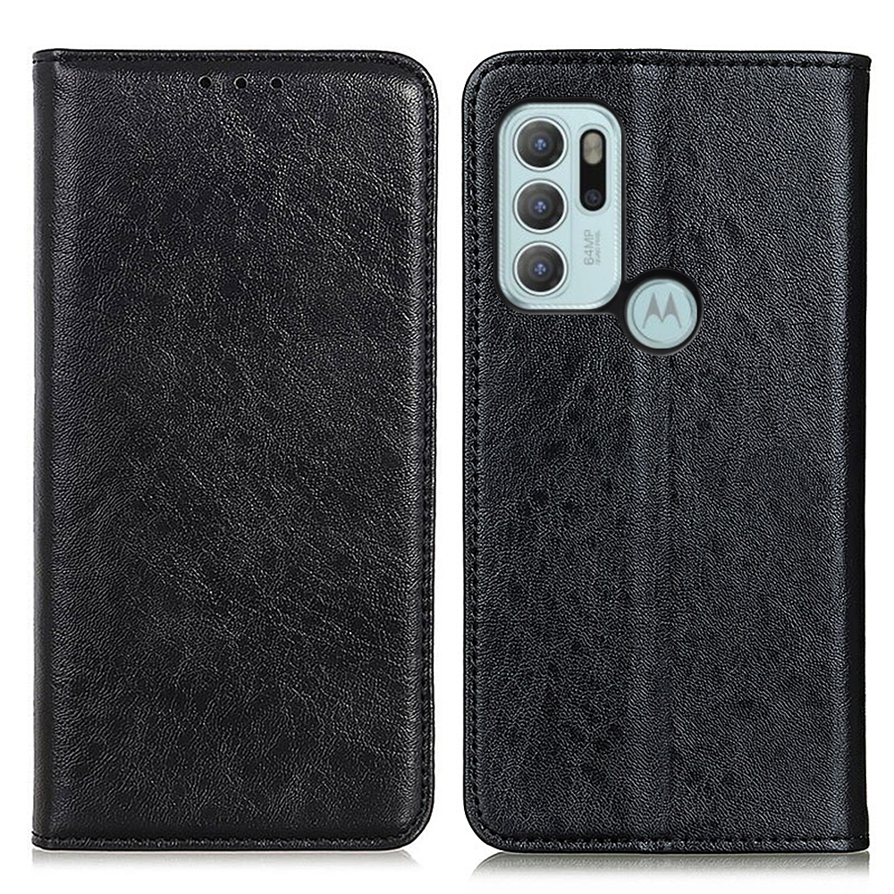 

Crazy Horse Texture Magnetic Auto-Absorbé Portefeuille Coque Cuir Cover Cover Pour Motorola Moto G60s - Le Noir