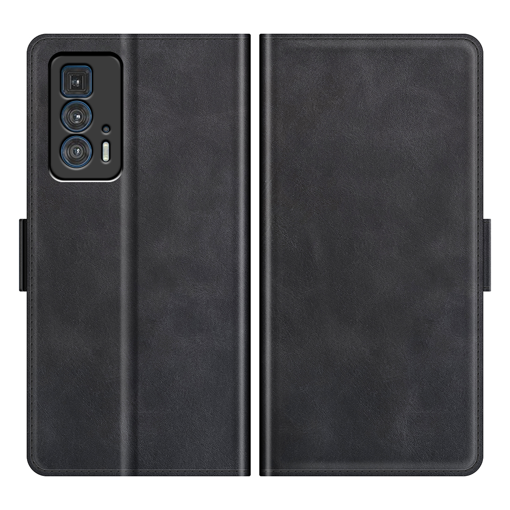 

Portefeuille à Double Fermoir Magnétique Shell de Protection de Téléphone en Cuir PU Pour Motorola Edge 20 Pro 5G - le Noir