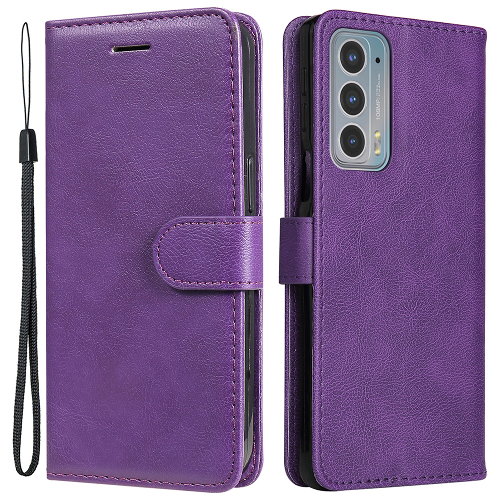 

KT Leather Series-2 Shockproof PU Leather Case Phone Protective Cover with Wallet Stand for Motorola Edge 20 - Purple