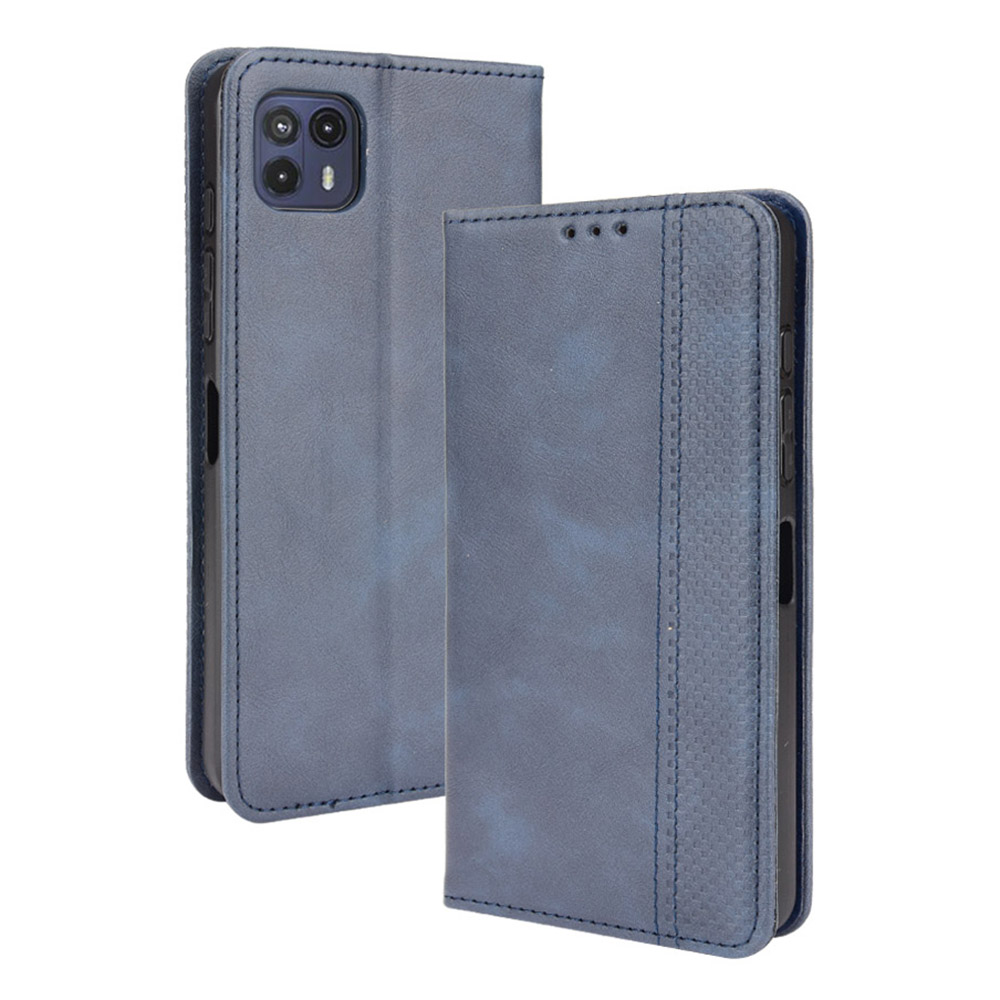 

Couverture en Cuir de Couverture de Support de Téléphone à Drop-drop Sort de Style Vintage Avec Portefeuille Pour Motorola Moto G50 5G - Bleu
