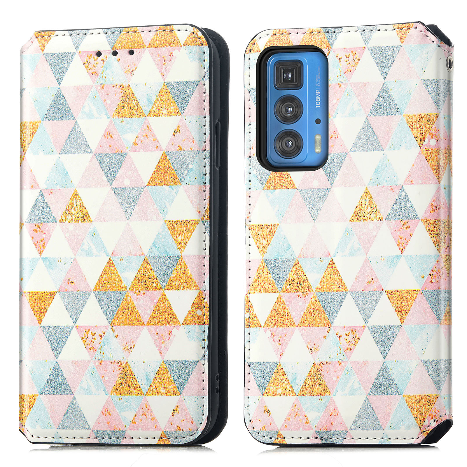 

CASENEO 001 Series Full-Protective Adjustable Stand RFID Blocking Function Pattern Printing Leather Wallet Phone Cover Shell for Motorola Edge 20 Pro - Nordic Style Rhombus, Motorola Motorola Edge 20 Pro