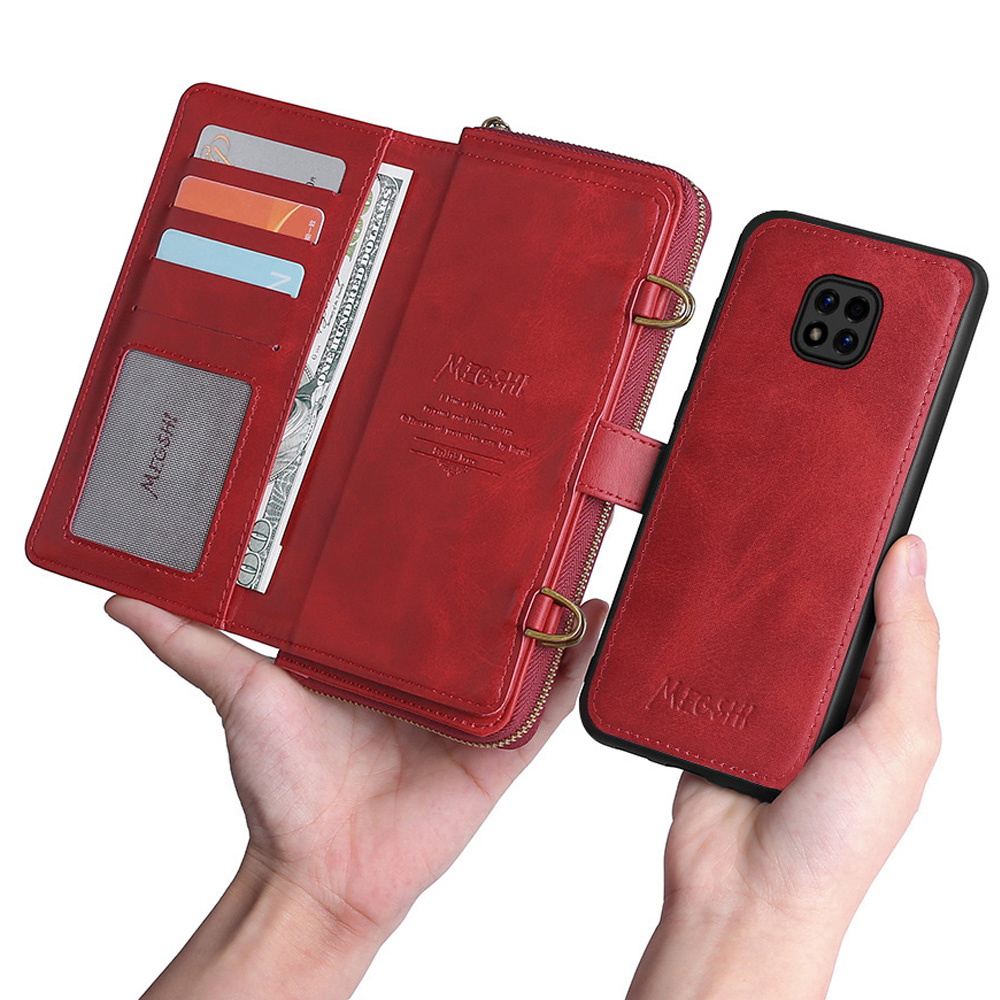 

MEGSHI 020 Series Shoulder Strap Drop-proof Stylish Magnetic Wallet Detachable Design PU Leather TPU Case with Stand for Motorola Moto G Power (2021) - Red, Motorola Motorola Moto G Power (2021)