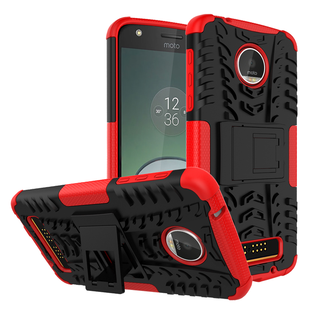 

Couverture Hybride Antidérapante PC + TPU Avec Une Béquille Pour Motorola Moto Z Play - Rouge