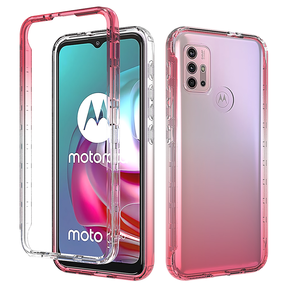 

Für Motorola Moto G30 Abnehmbare 2-in-1-Design-Farbverlauf-Farbfall Gut Geschützt Klare TPU + PC-Telefonabdeckung - Rot, Motorola Moto G30