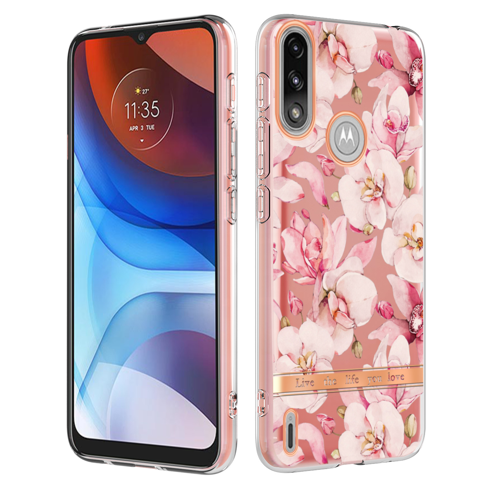 

Lettre de Fleur Tpu Couvercle Électroplate IML IMD Anticratch Téléphone Pour Motorola Moto E7 Power - HC005 Gardenia Rose