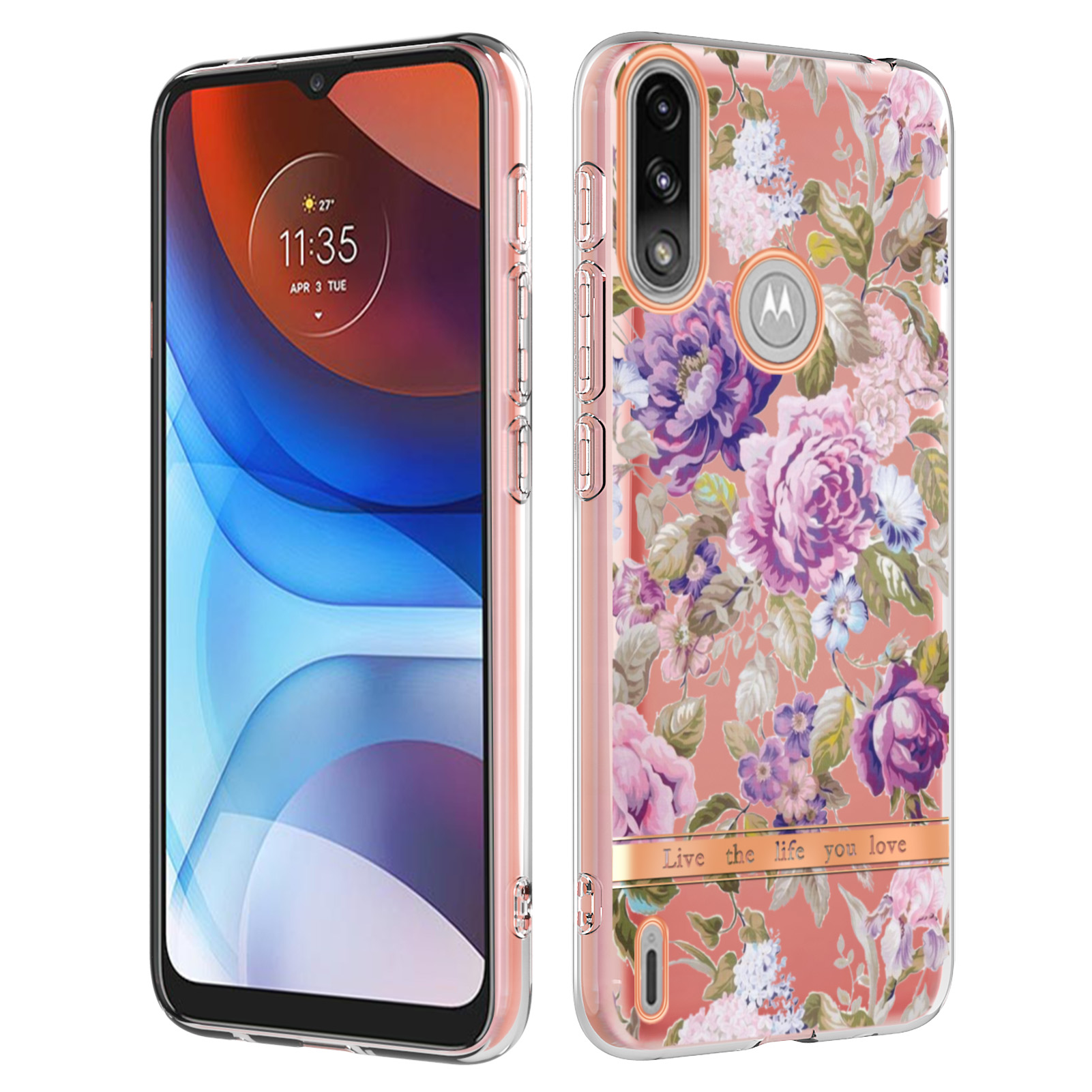 

Flower Letter TPU Cover Electroplating IML IMD Anti-scratch Phone Case for Motorola Moto E7 Power - HC006 Purple Peony