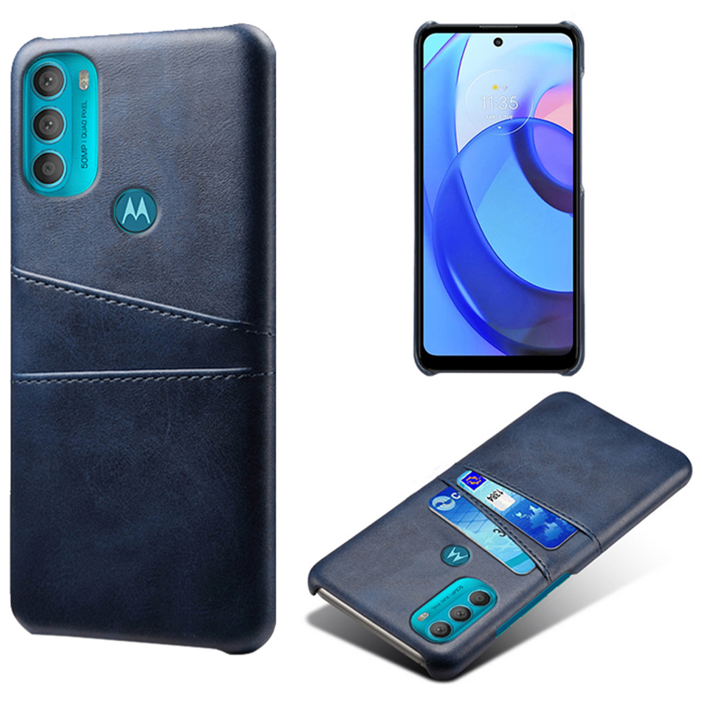 

KSQ Pu-leder- Und Pc-telefonhülle Fingerabdruck-resistente Telefonhülle Mit 2 Kartenschlitzen Für Motorola Moto G71 5G - Blau, Motorola Moto G71 5G