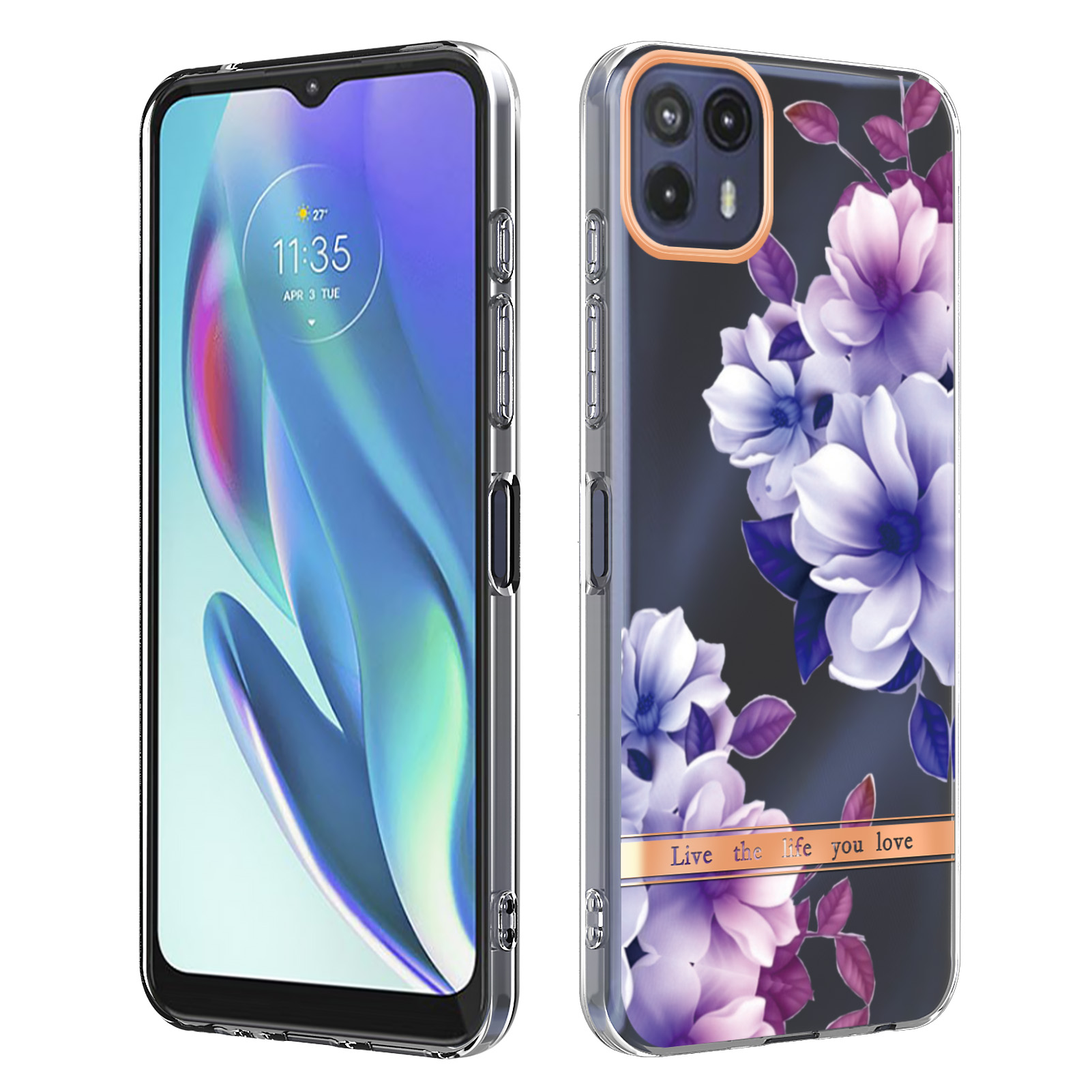 

LB5 Series Elektroplatte Blumenmuster Anti-drop-tpu-telefonkoffer Mit Imd-iml-verarbeitung Für Motorola Moto G50 5g - HC004 Purple Begonie, Motorola Moto G50 5G