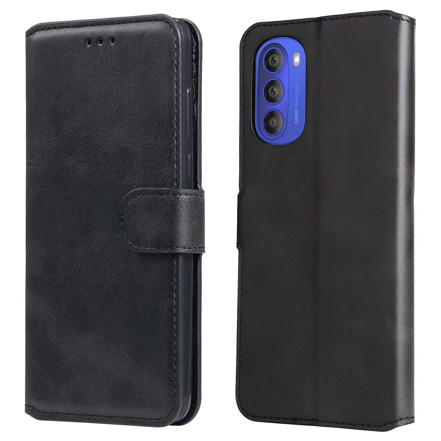 

PU Leder + TPU -stoßdämpfer Wallet Stand Schutzhülle Für Motorola Moto G51 5G - Schwarz, Motorola Moto G51 5G
