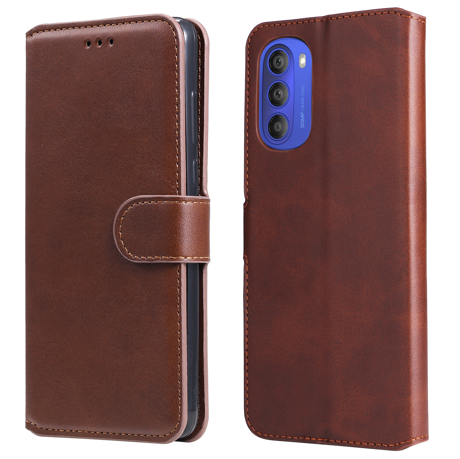 

PU Leder + TPU -stoßdämpfer Wallet Stand Schutzhülle Für Motorola Moto G51 5G - Braun, Motorola Moto G51 5G