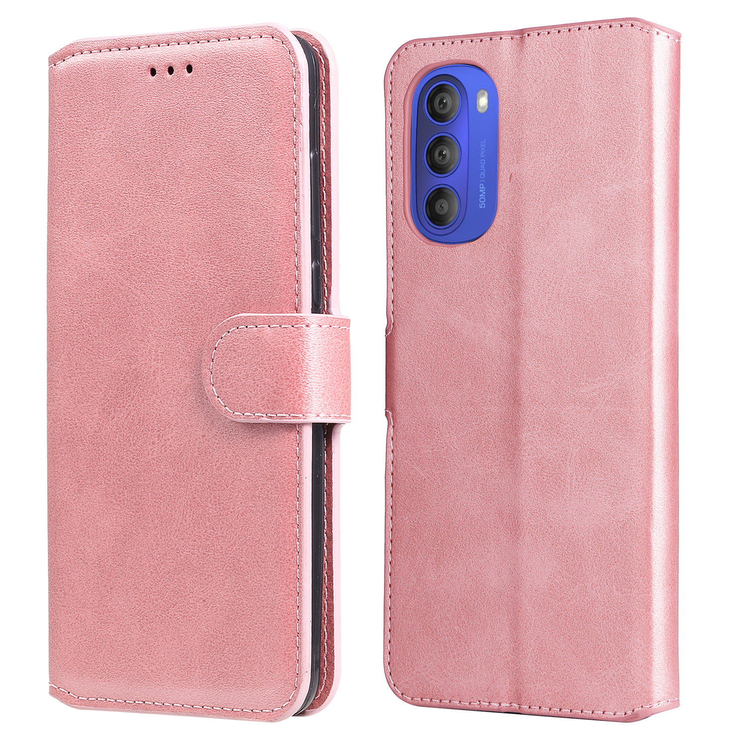 

PU Leder + TPU -stoßdämpfer Wallet Stand Schutzhülle Für Motorola Moto G51 5G - Roségold, Motorola Moto G51 5G