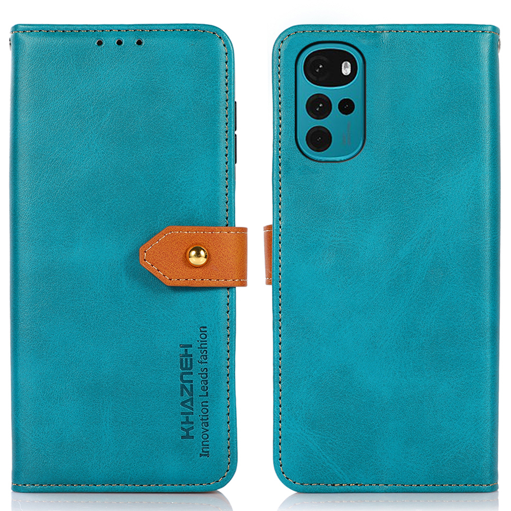 

Khazneh Stand Phone Case Für Motorola Moto G22, Magnetischer Goldener Verschluss Stoßfestes Leder Brieftasche - Blau, Motorola Moto G22