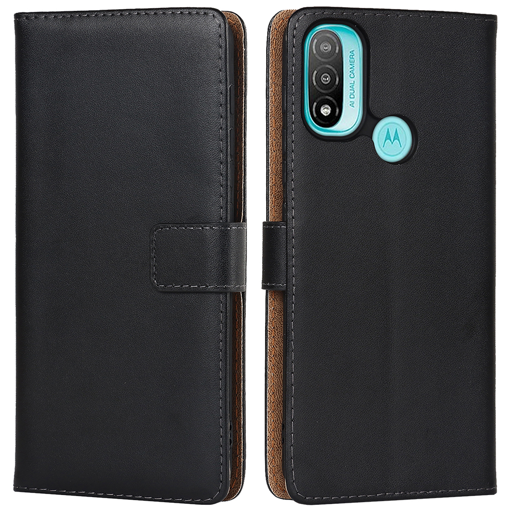 

For Motorola Moto E20 Genuine Leather Shockproof Stand Phone Case with Wallet Function