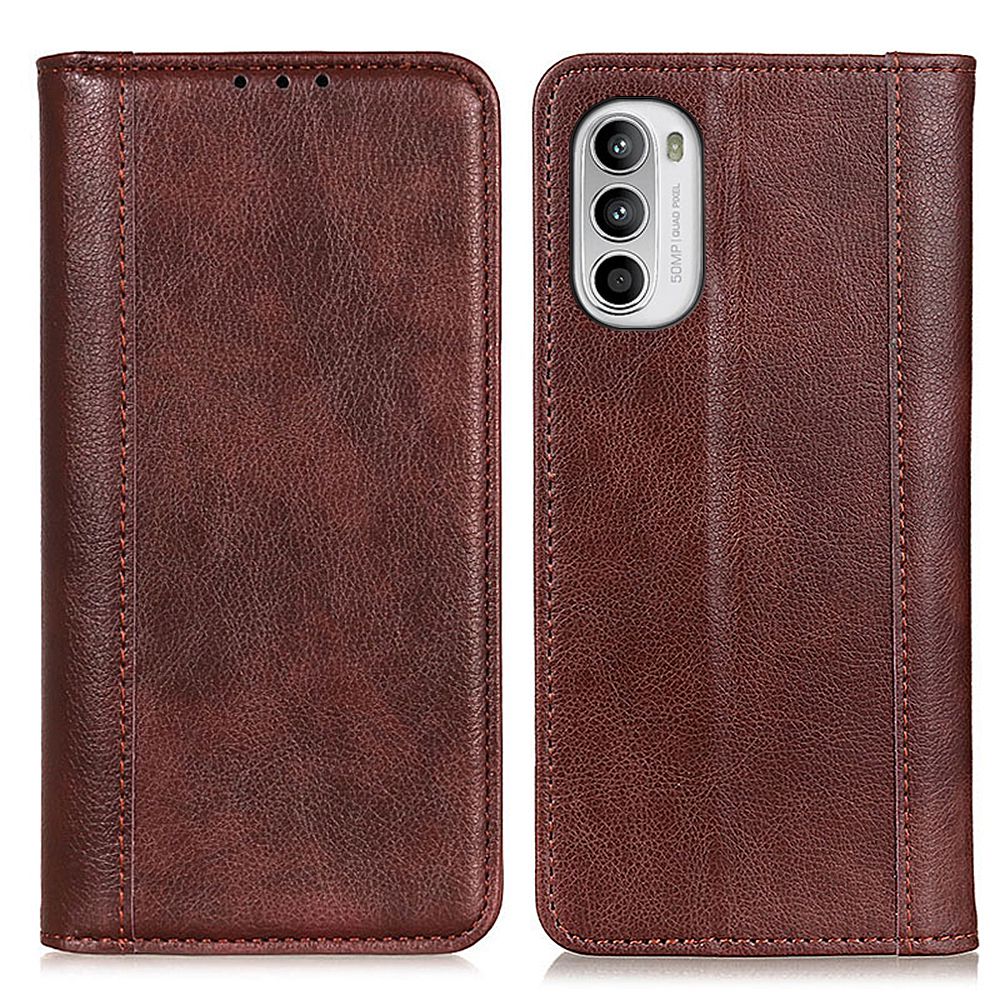 

Für Motorola Moto G52 4G Split Leder Phone Hülle Litchi Texturständer Versteckte Magnetische Adsorption Flip Wallet Wallet Decke - Braun, Motorola Moto G52 4G