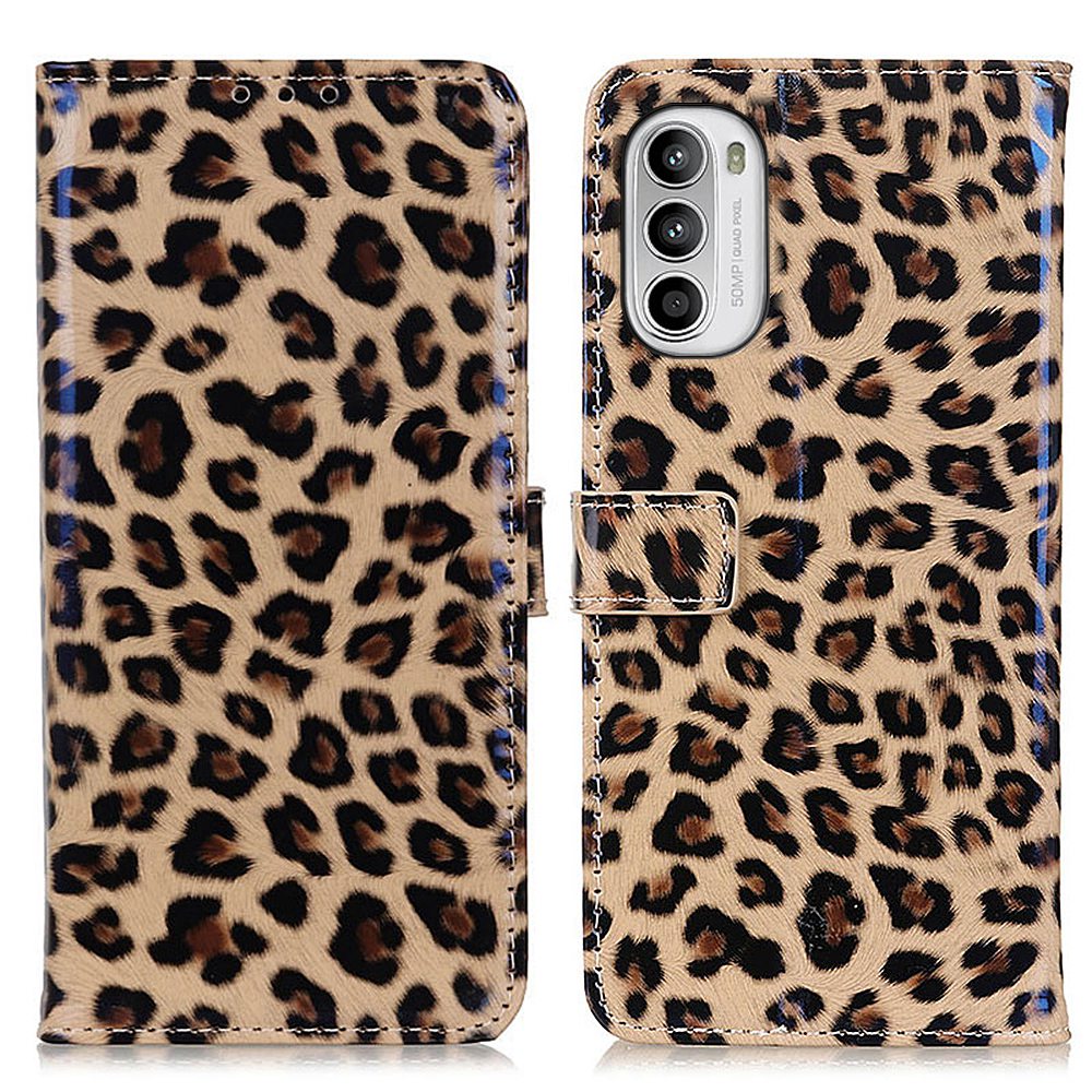 

Für Motorola Moto G52 4G Flip Wallet Hülle Leopardenmuster PU Leder Folio Stand View TPU Innenschale, Motorola Moto G52 4G