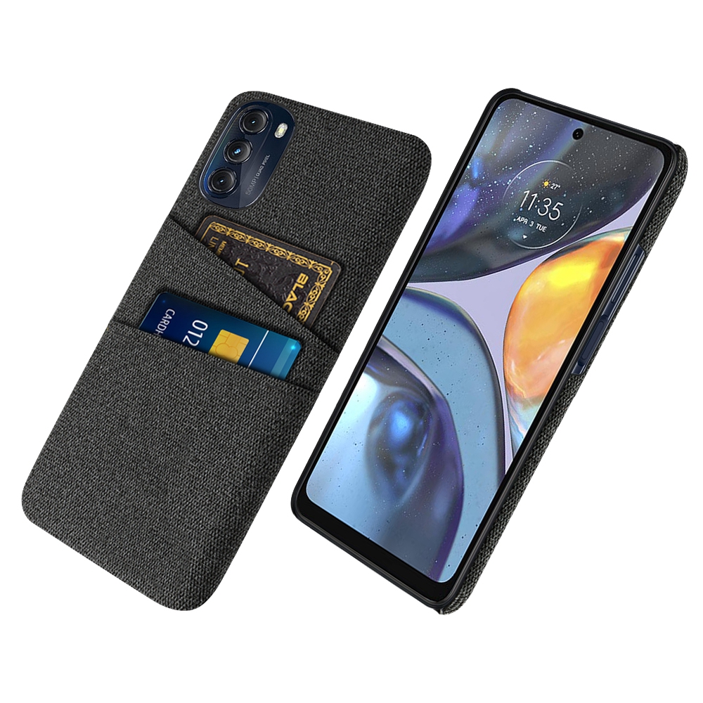 

Pour Motorola Moto G (2022) Double Couche PC + Coussin de Tissu Back Shell Texture Texture Texture Non Glissée Anti-Fall Protection Slim Cover Avec Machines à Sous Carte - le Noir, Motorola Motorola Moto G (2022)