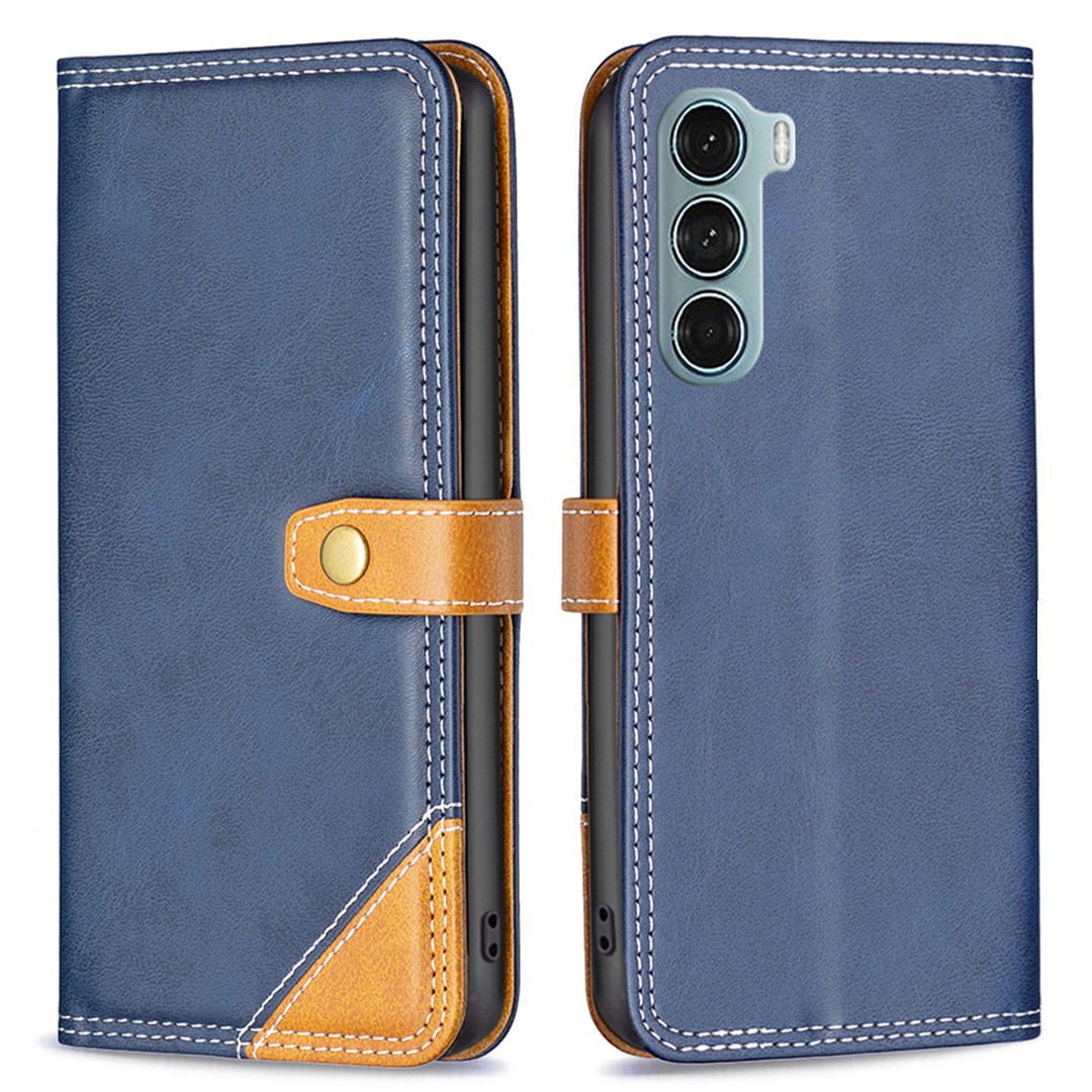 

Binfen Farbe BF Leder Serie-8 Für Motorola Moto G200 5G/Edge S30 Spleißlinien Hülle 12 Style Card Slots Stand Design Leder Telefon Hülle - Blau, Motorola Moto G200 5G