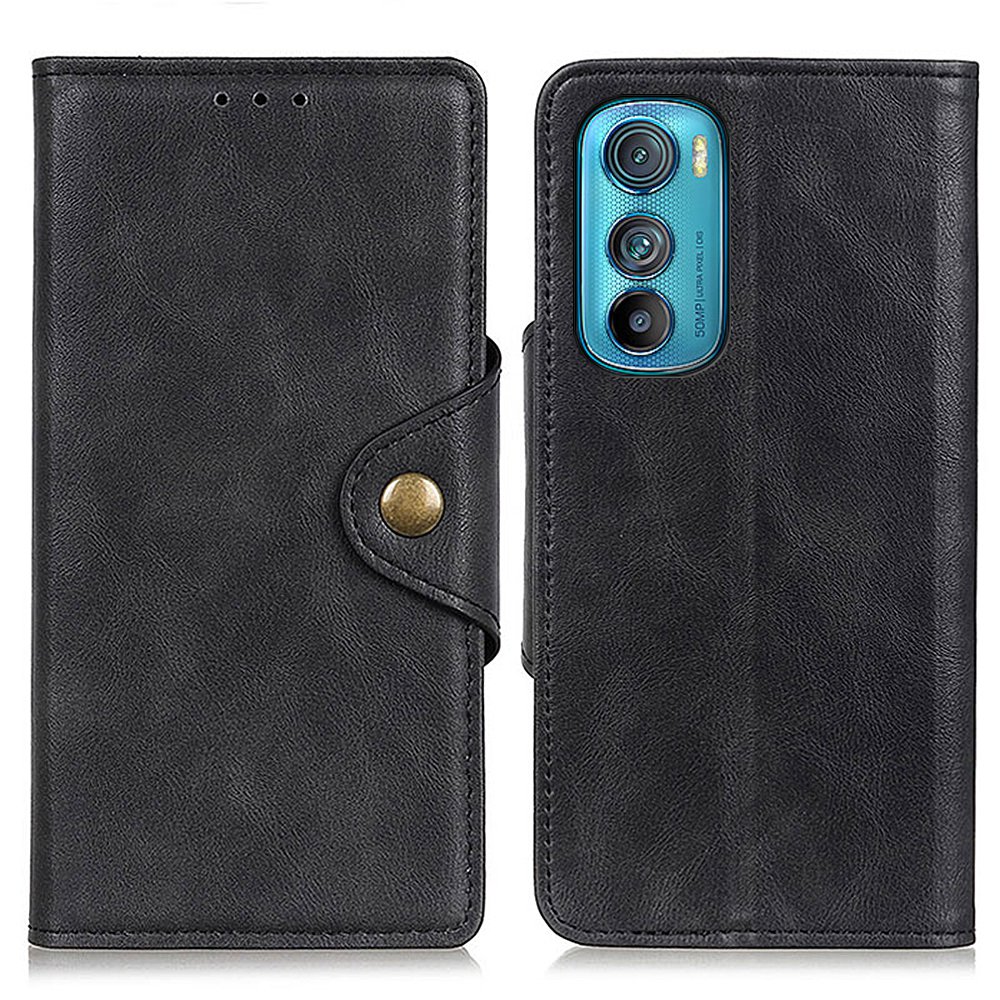 

Messing Schnalle Telefonhülle Für Motorola Edge 30 5G, Anti-kratzer-pu-leder-hülle Magnetwalletstil Phone Cover Protektor - Schwarz, Motorola Edge 30 5G