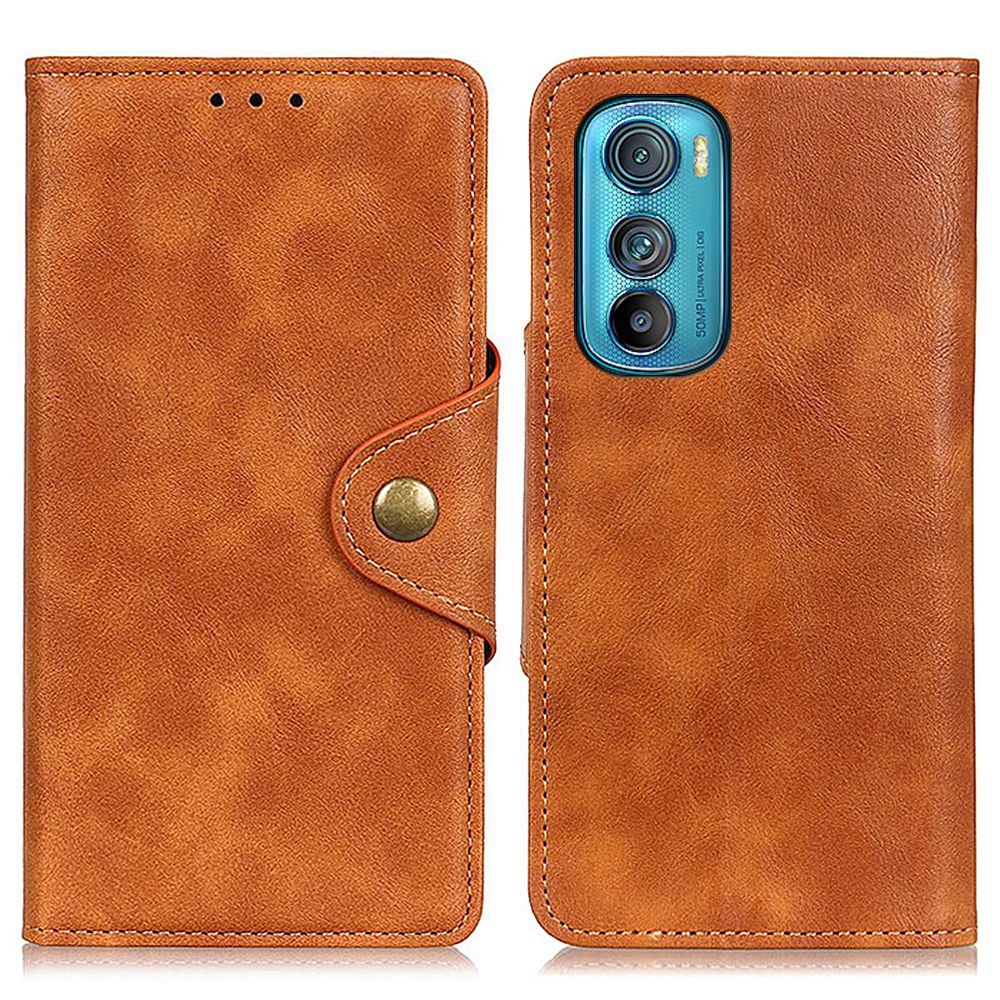 

Messing Schnalle Telefonhülle Für Motorola Edge 30 5G, Anti-kratzer-pu-leder-hülle Magnetwalletstil Phone Cover Protektor - Braun, Motorola Edge 30 5G