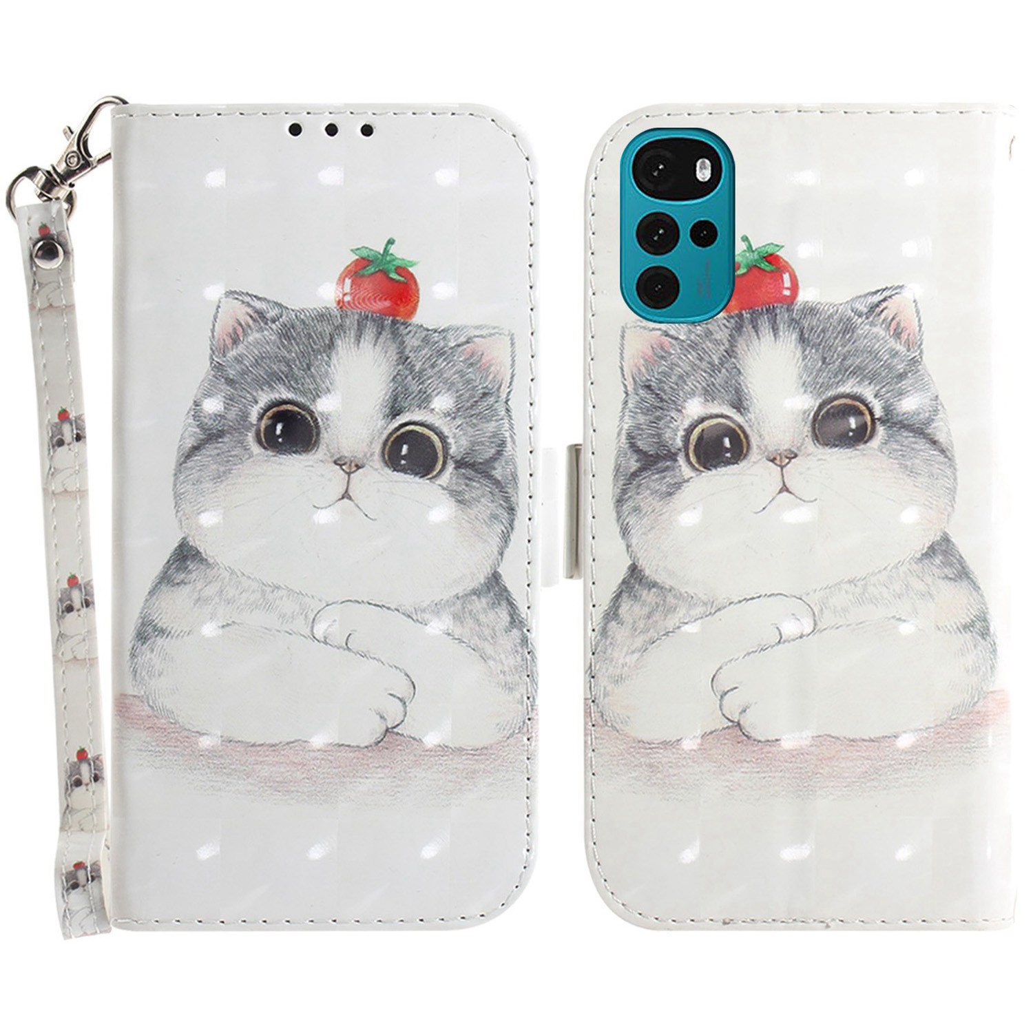 

3D-Muster-Druckabdeckung Für Motorola Moto G22 4G, Brieftaschenstil PU Lederständer Kear-resistente Telefonhülle Mit Riemen - Süße Katze, Motorola Moto G22