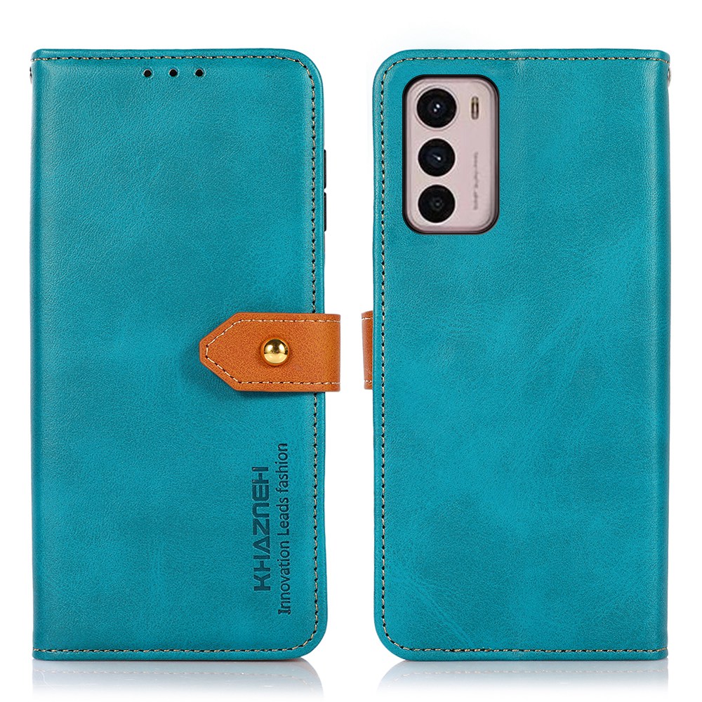 

Khazneh Für Motorola Moto G42 4G PU Leder Brieftasche Telefonhülle Goldener Magnetschnalle Schütze Flip Cover - Blau, Motorola Moto G42 4G