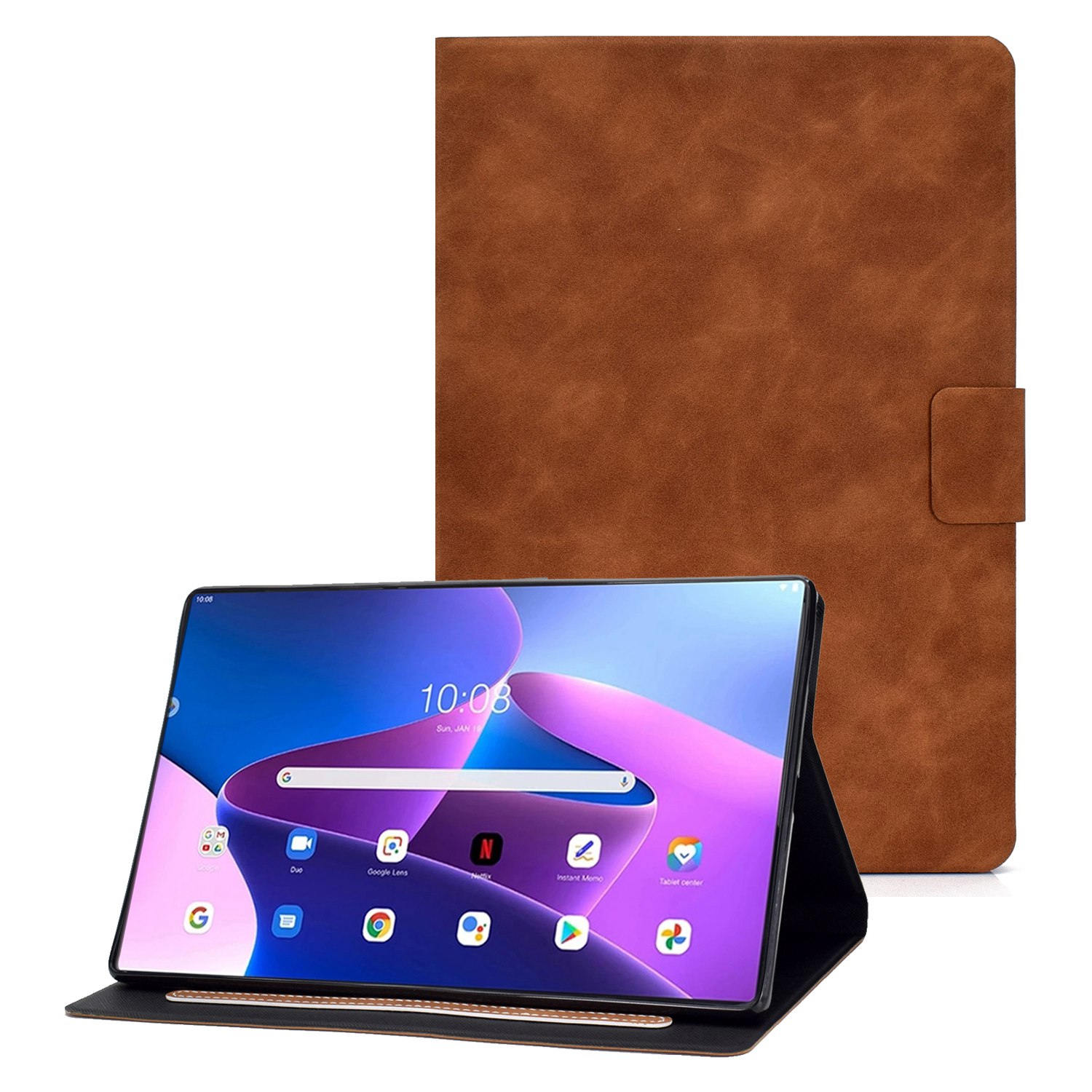 

Für Lenovo Tab M10 Plus (Gen 3) Anti-kratzer-leder-tablet-karten-karten-karten-slots Magnetabdeckung Mit Ständer - Braun, Lenovo Tab M10 Plus (3rd Gen)
