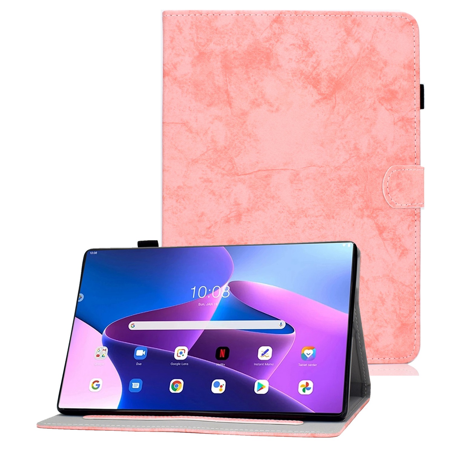 

Für Lenovo Tab M10 Plus (Gen 3) Stofftextur Feste Farben Leder Tablet Cart Card Slots Stand Design Magnetic Cover - Rosa, Lenovo Tab M10 Plus (3rd Gen)