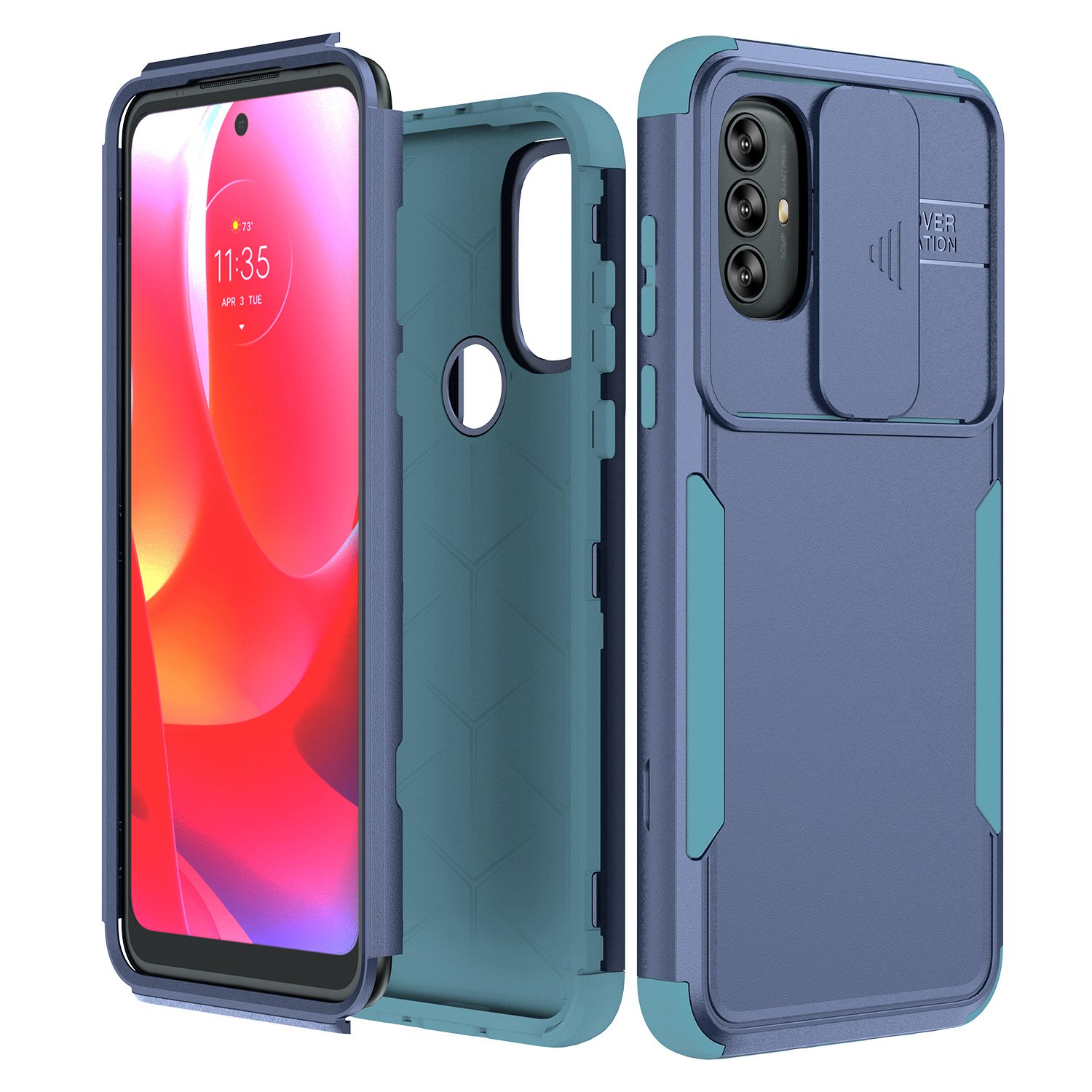 

Für Motorola G Pure/Moto G Power (2022) Camera Protection Case Hard PC Weiche Tpu-kratzerabdeckung - Blau/babyblau, Motorola G Pure