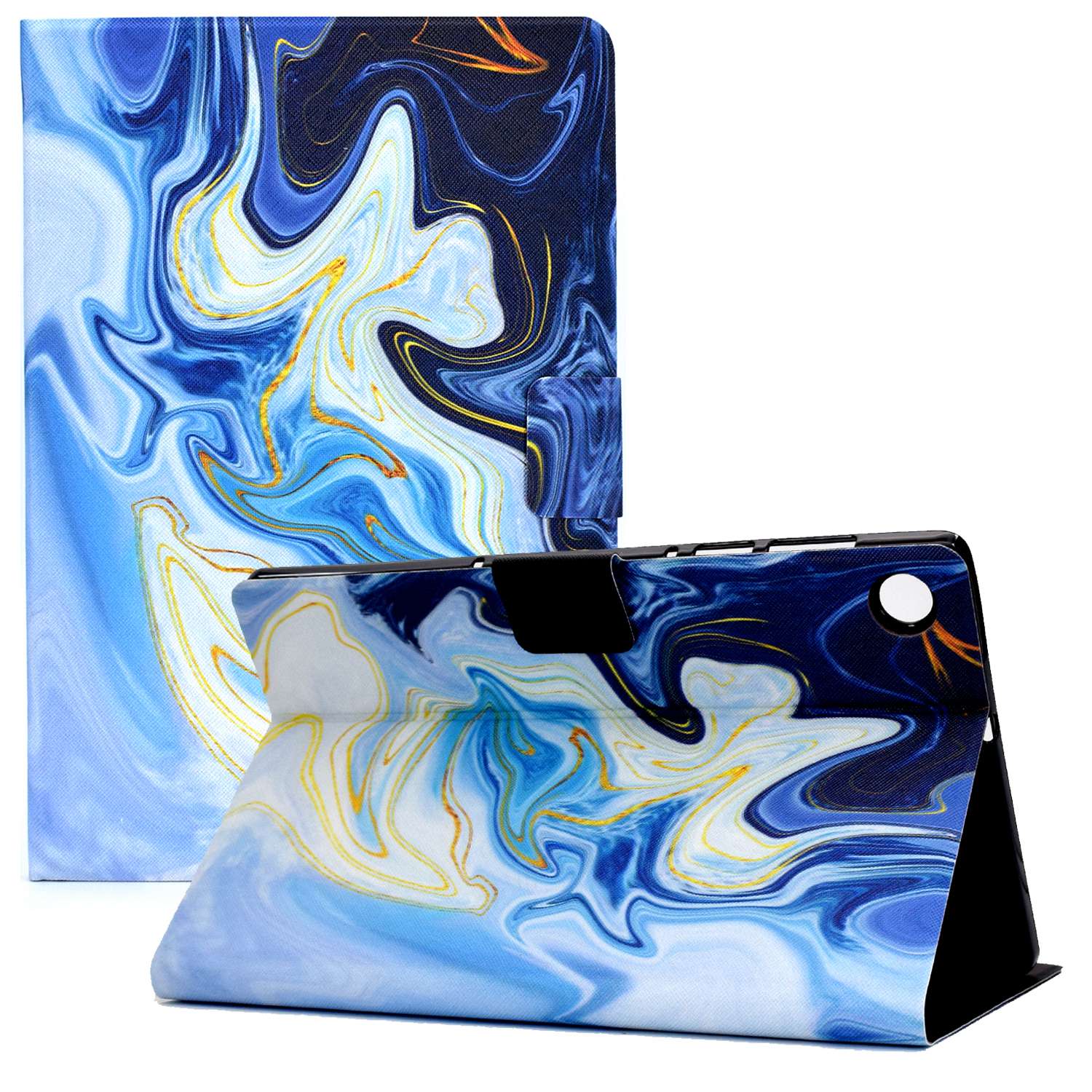 

Für Lenovo Tab M10 Plus (Gen 3) B2 -musterdruck PU Leder Magnetic Flip Cagos Kartenhalter Einstellbarer Standabdeckung - Blauer Marmor, Lenovo Tab M10 Plus (3rd Gen)