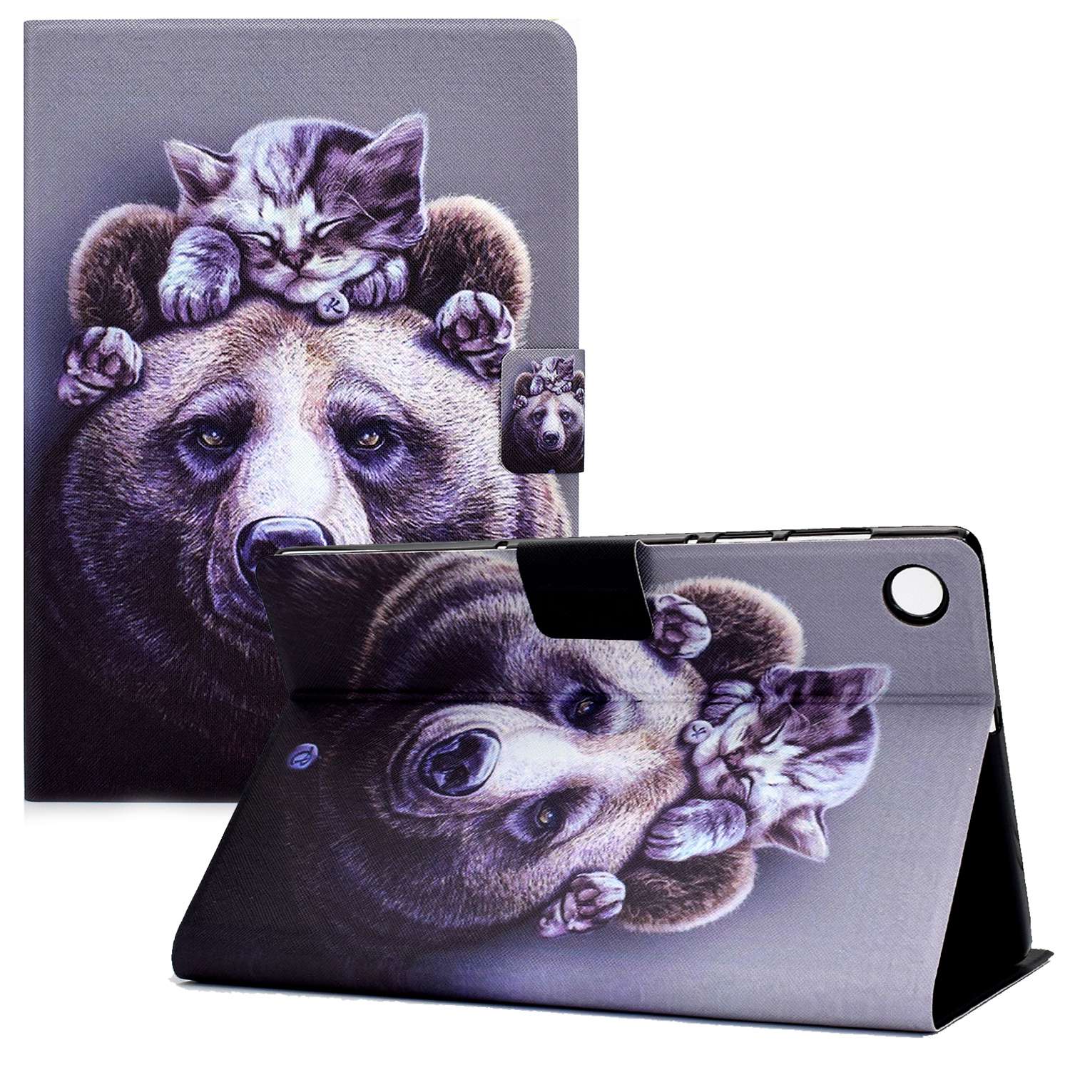 

Für Lenovo Tab M10 Plus (Gen 3) B2 -musterdruck PU Leder Magnetic Flip Cagos Kartenhalter Einstellbarer Standabdeckung - Katze Und Bär, Lenovo Tab M10 Plus (3rd Gen)