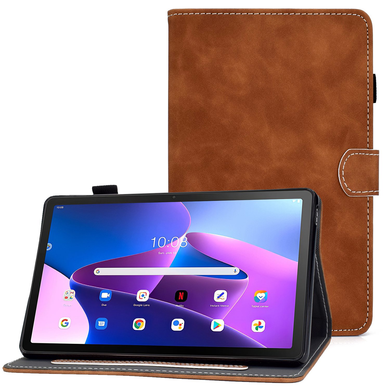 

Für Lenovo Tab M10 Plus (Gen 3) Strukturierte Microfaser -leder -tablet -kartenhalter Einstellbarer Standschutzabdeckung - Braun, Lenovo Tab M10 Plus (3rd Gen)