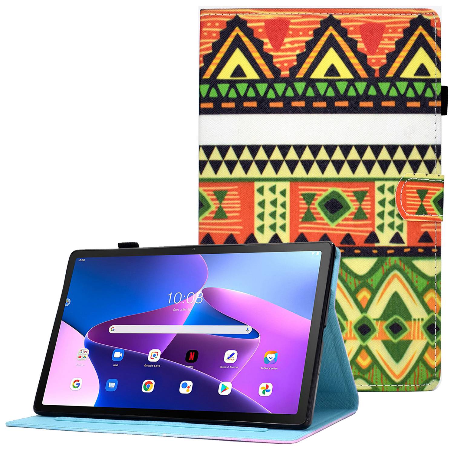 

Stichmuster -druckleder -hülle Für Lenovo Tab M10 Plus (Gen 3), Schockdes Standkartenschlitzabdeckung - National, Lenovo Tab M10 Plus (3rd Gen)