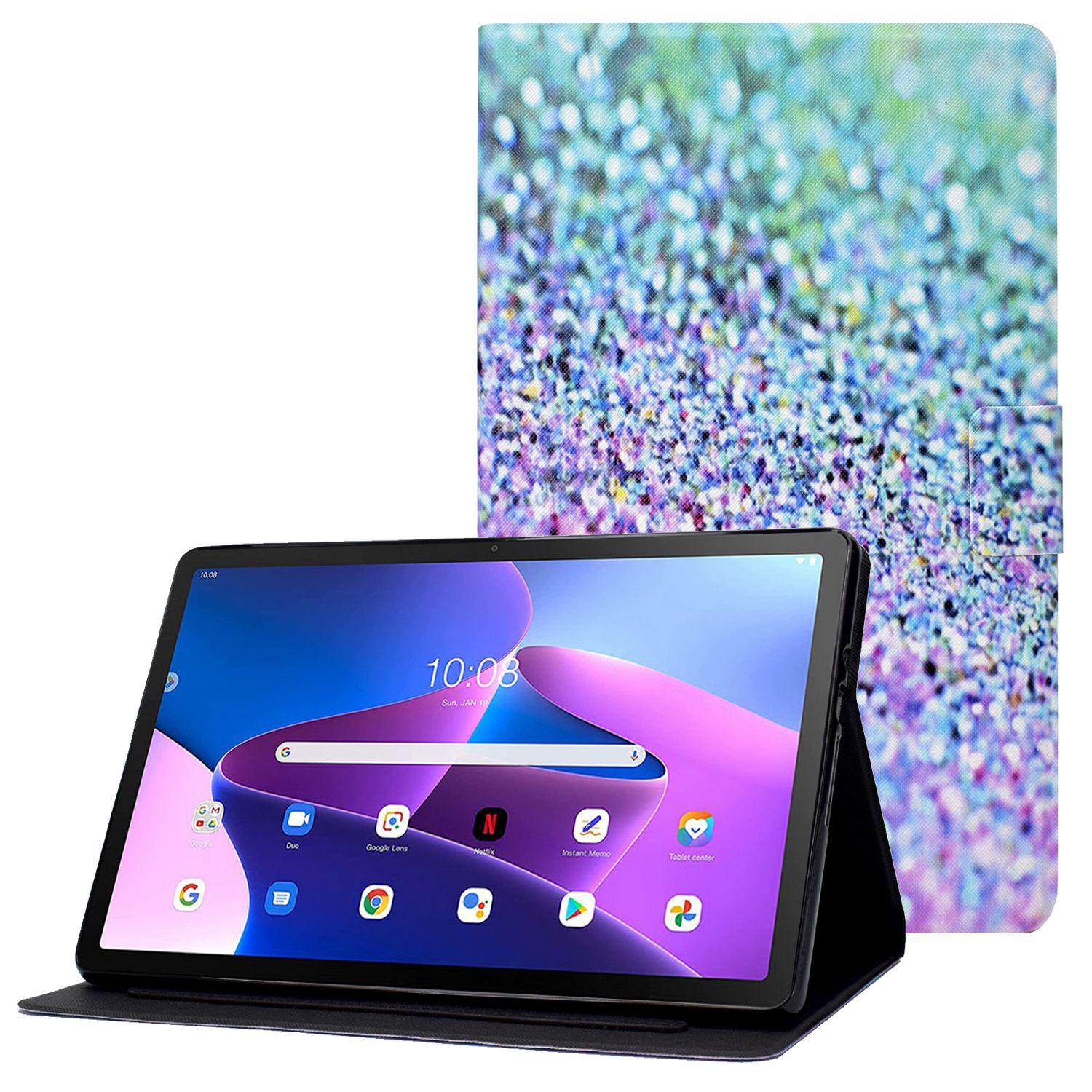 

Musterdruckkoffer Für Lenovo Tab M10 Plus (Gen 3), Anti-wear-anti-schock-stand-karten-slots Lederschutzabdeckung - Green Quicksand, Lenovo Tab M10 Plus (3rd Gen)