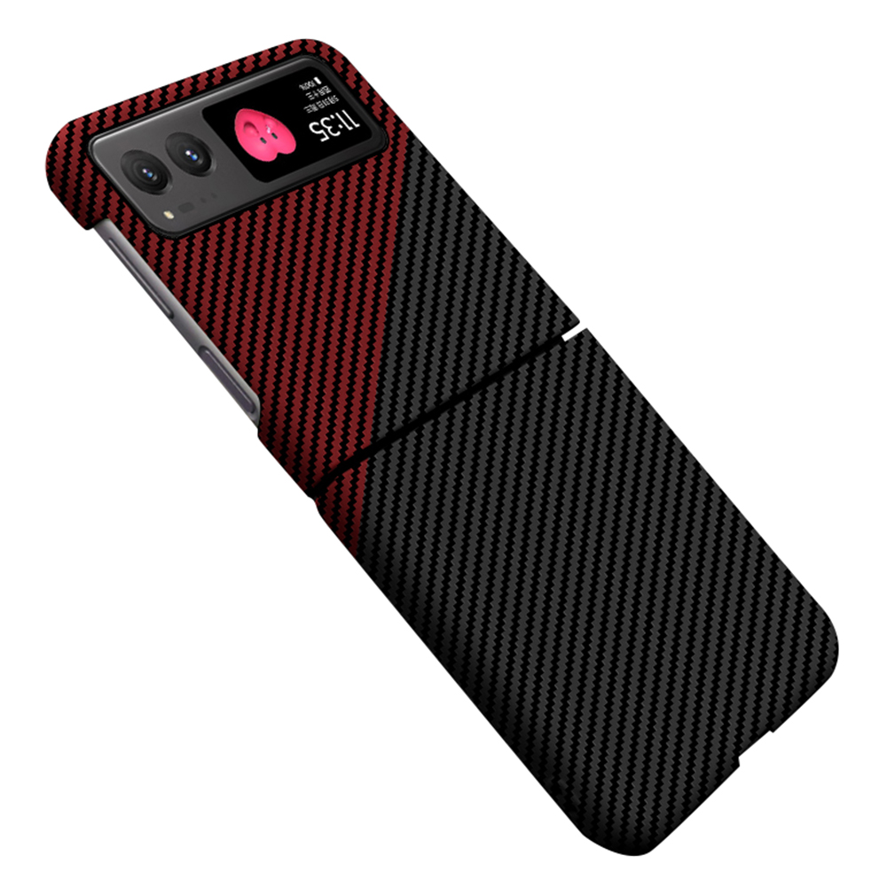 

Für Motorola Razr 40 5G Carbonfasertextur Hartes Pc-telefonabdeckungsabdeckungsabdeckung Drop-proof-telefonhülle - Schwarz+rot, Motorola Razr 40 5G
